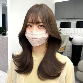 セミロング 韓国ヘア♡ 顔まわりカットayaのヘアスタイル
