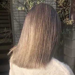 ミディアム カラー ハイトーン/ブリーチ 似合せカット/パーマのヘアスタイル