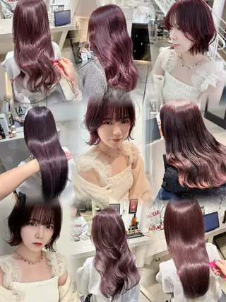 セミロング yui/ラベンダー/ ピンク/ワインレッドのヘアスタイル