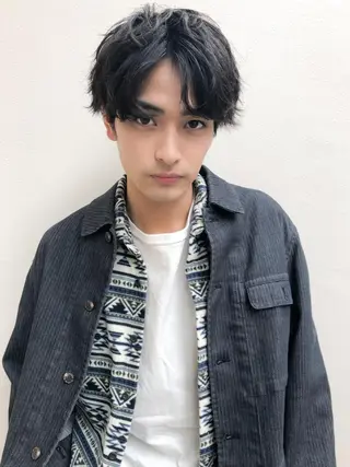 ミディアム カラー パーマ RUKA 美容院×ネイリストのヘアスタイル