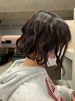 ミディアム パーマ ボブパーマコテ巻き風 パーマNo1深江秀平のヘアスタイル