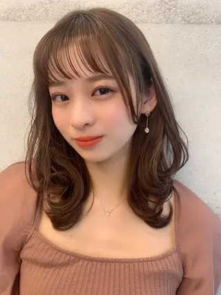 ミディアム カラー 透明感/オリーブ/ グレージュ/YUKAのヘアスタイル