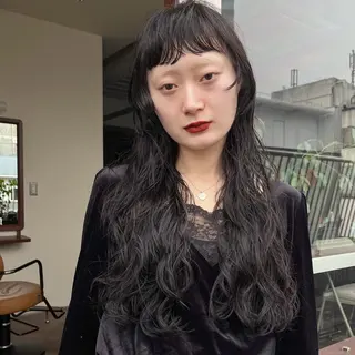 ロング カラー パーマ ボブパーマ/パーマ ウルフパーマのヘアスタイル