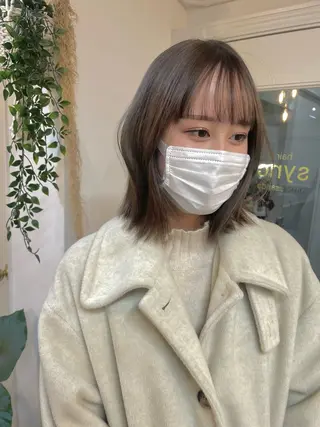 ミディアム ブリーチなしで透け感 暖色カラーボブaoiのヘアスタイル