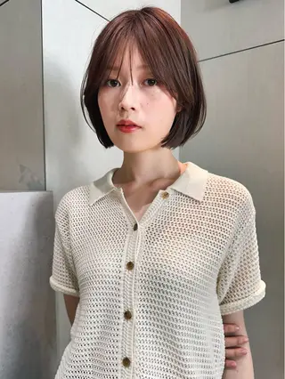 ショート カラー パーマ 🫧小顔×似合わせ× 透明感カラー🫧のヘアスタイル