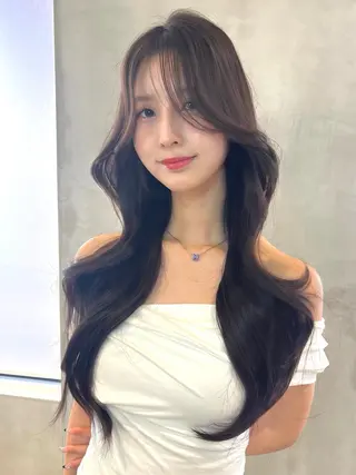 ロング 韓国レイヤーカット/ 縮毛矯正/羽田航のヘアスタイル