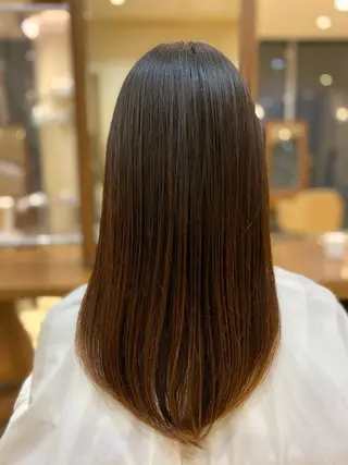 セミロング カラー 地毛風ストレート/ ケアカラー/セキネのヘアスタイル