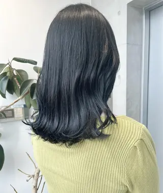 セミロング カラー パーマ ヘアアレンジ 透明感/オリーブ/ グレージュ/YUKAのヘアスタイル