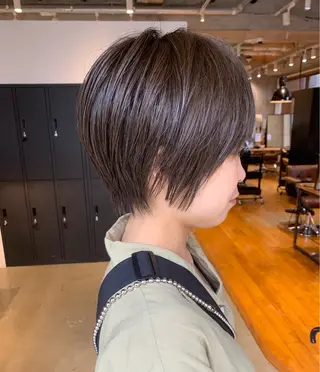 ショート カラー ボブパーマ 艶カラー/横山大樹のヘアスタイル
