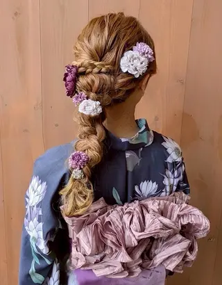 ロング ヘアアレンジ YUMEYAKATA 五条店のヘアスタイル