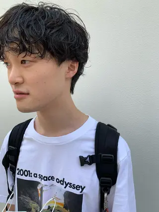 ショート カラー パーマ ヘアアレンジ メンズ パーマ/透明感カラー /ボブ/吉田一生のヘアスタイル