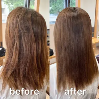 ミディアム カラー パーマ KIZU 髪質改善 オカルト怪談のヘアスタイル