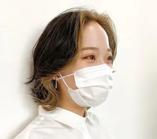 ミディアム カラー DEAN所属・KEIGO/パーマ ハイトーン/DEANのヘアスタイル