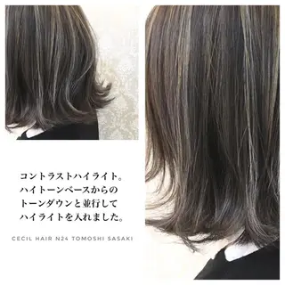 セミロング カラー ササキ トモシのヘアスタイル
