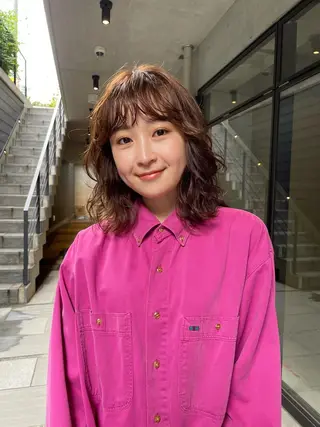 ミディアム パーマ ボブ/ミディアム 親しみやすさ/さくらのヘアスタイル