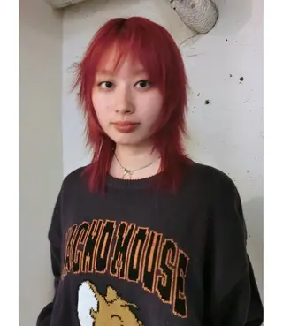 ミディアム カラー ハッシュカット/ MAYAのヘアスタイル