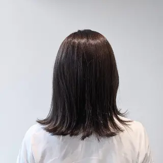 ミディアム 浜田りほ Luxbe 博多バスターミナルのヘアスタイル
