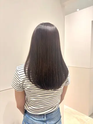 セミロング カラー 久力琴音''透明感 カラー''アレンジのヘアスタイル
