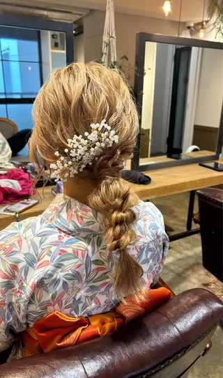 セミロング アレンジ/新宿 透明感カラー/ヤノのヘアスタイル