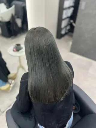 ロング カラー eco/堀江/ 艶カラー/縮毛矯正のヘアスタイル