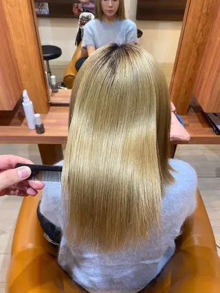 セミロング パーマ 縮毛矯正とレイヤー カット/杉村凜汰郎のヘアスタイル