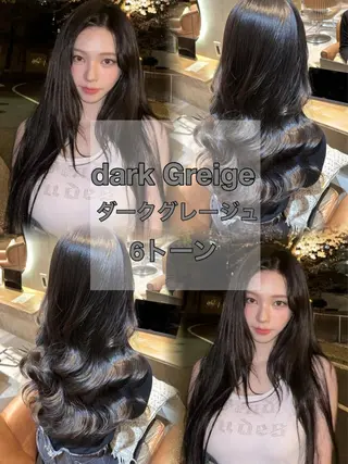 セミロング カラー レイヤー/韓国 ハイトーン興津史弥のヘアスタイル