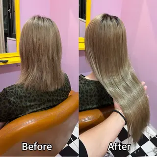 ロング シール＋ちび編み込み エクステ梅田🐨のヘアスタイル