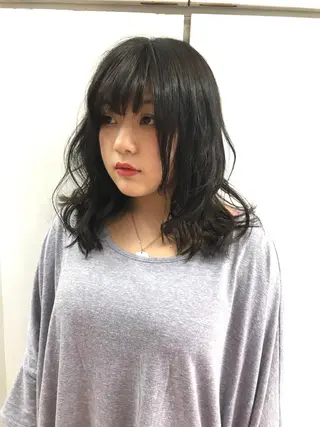 セミロング カラー パーマ ベリショディレクター 小野 健太郎のヘアスタイル