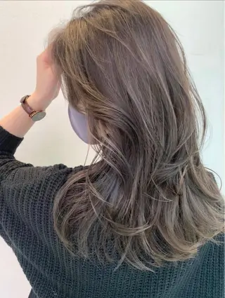 ロング カラー パーマ ヘアアレンジ 顔周りcut/ 艶ワンカラー♥ちさきのヘアスタイル