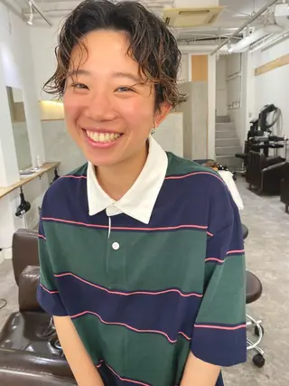 ショート パーマ 森貴裕/ベージュ/ パーマ/オリーブのヘアスタイル