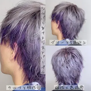 ショート カラー メンズ 熊谷ウルフ・レイヤー あゆむのヘアスタイル