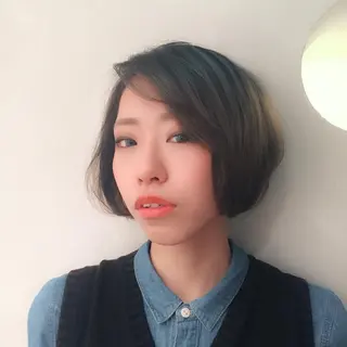 ショート ミディアム カラー パーマ 川間 将彦のヘアスタイル