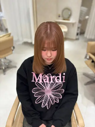 セミロング カラー りほ/顔周りカット/ レイヤーカットのヘアスタイル