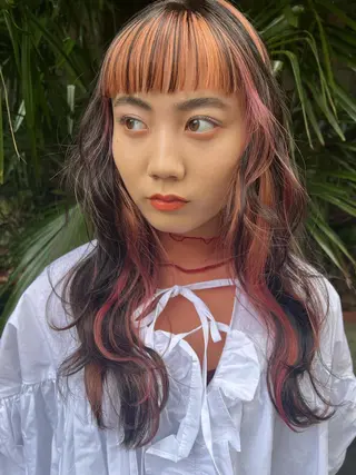 ロング カラー ブリーチカラー🎀 韓国風/寺門美優のヘアスタイル