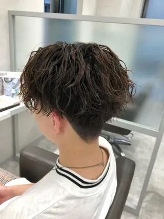 ショート カラー パーマ メンズ kiitos所属・関西センターパート メンズモデル募集のヘアスタイル