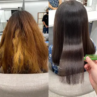 ロング カラー 京都レイヤーカット/ 縮毛矯正/羽柴りくのヘアスタイル