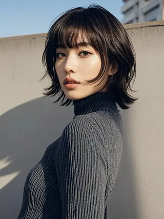 ミディアム ウルフカット 811 大阪梅田 ウルフのヘアスタイル