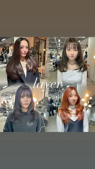 セミロング 艶髪カラー/レイヤ ー支持No.1renのヘアスタイル