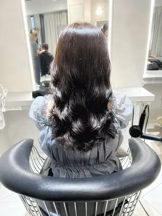 セミロング コテ巻き風パーマ💛 池袋のヘアスタイル