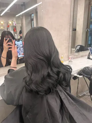 ロング カラー パーマ ヘアアレンジ メンズ キッズ ブリーチなしカラー/ ブラウン/レイヤーのヘアスタイル