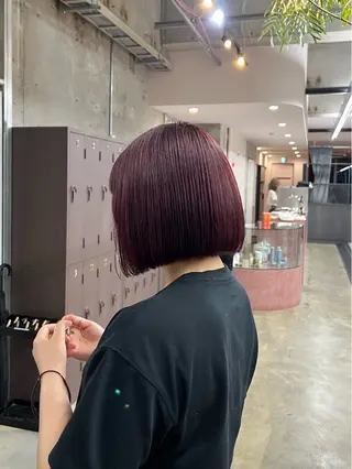 ミディアム カラー era所属・azumi/ボブ/暖 色/オリーブ/縮毛のヘアスタイル