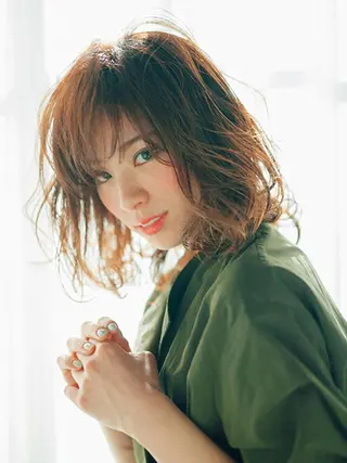 ミディアム カラー 髪質改善× ハイライト溝江のヘアスタイル