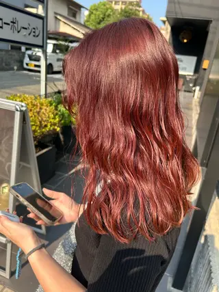 セミロング パーマ hub hair レイヤー/透明感のヘアスタイル