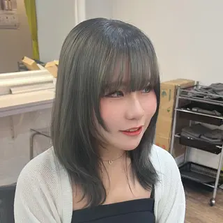 ロング カラー パーマ ブリーチなし/ ベージュ/akiraのヘアスタイル