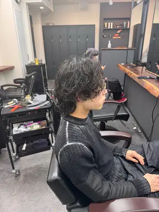 ミディアム パーマ メンズ 柏メンズカットパーマ NO.1タイチのヘアスタイル