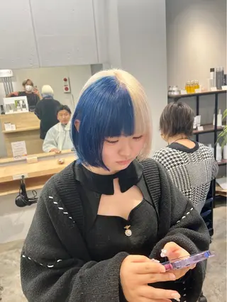 ショート カラー SALOWIN柏Suite所属・ブリーチ毛の縮毛矯正 ハイトーン/岡本智樹のヘアスタイル