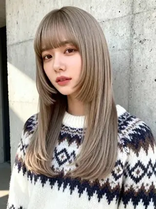 セミロング カラー 韓国レイヤーカット 🫧大阪梅田レイヤーのヘアスタイル