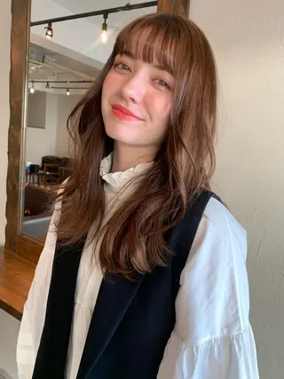 ロング カラー 透明感/オリーブ/ グレージュ/YUKAのヘアスタイル