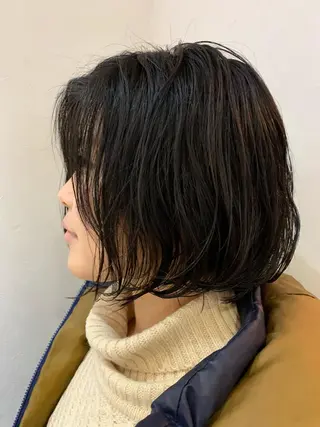 ミディアム パーマ パーマ/透明感カラー /ボブ/吉田一生のヘアスタイル