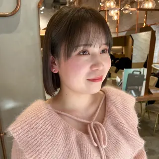 ショート カラー ボブ/巻ける縮毛矯正 /韓国レイヤーはなのヘアスタイル